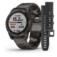 Умные часы GARMIN FENIX 7 Sapphire Solar титановый серый DLC с черным ремешком