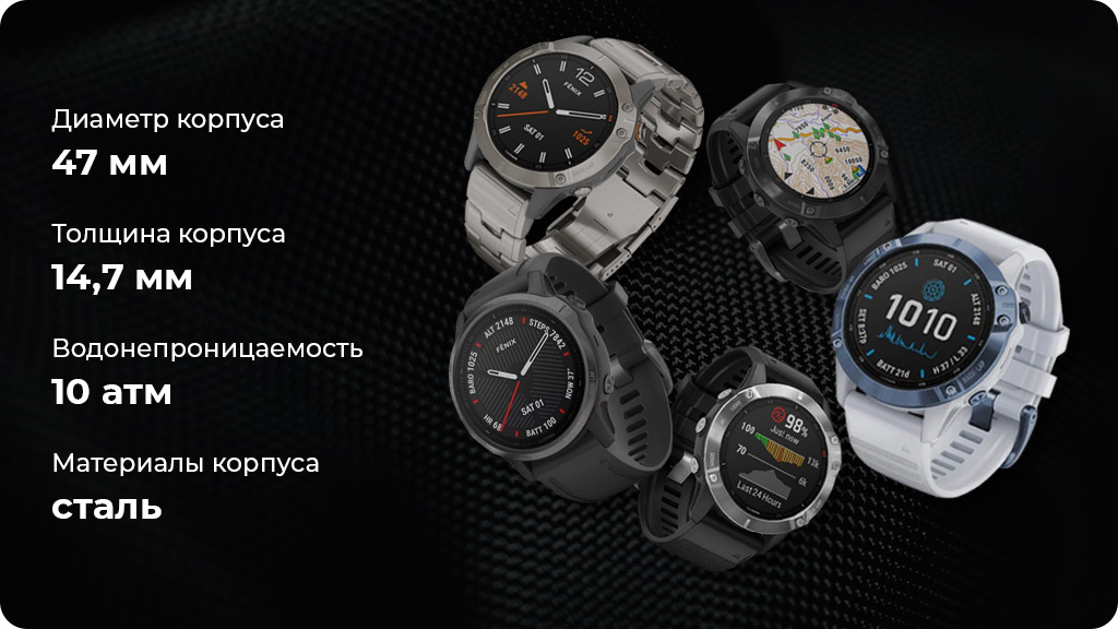 Умные часы Garmin Fenix 6 Sapphire Wi-Fi NFC, серый/черный